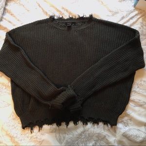 Forever 21 cropped cableknit sweater green